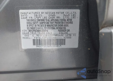 2021 Nissan Kicks Sv Xtronic Cvt z USA, uszkodzony, nr VIN 3N1CP5CV6ML533219